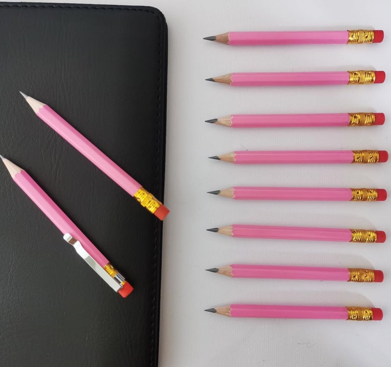Adhere 25pcs Golf Pencils with eraser Hexagon Wooden Pencils Graphite 2B for Golf Event Scoring,Classroom,Wedding,Company Meetings,Pew, Pocket (Pink) - Image 4